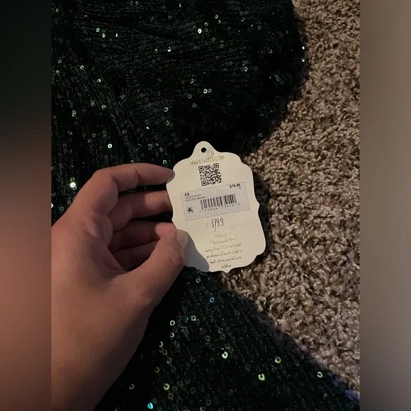 NWT Altar’d State Green Sequin Open Back Mini Dress - Picture 2 of 4